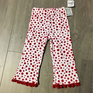 NWT Mis Tee V-Us Red Polka Dot Pom-Pom Hem Capris